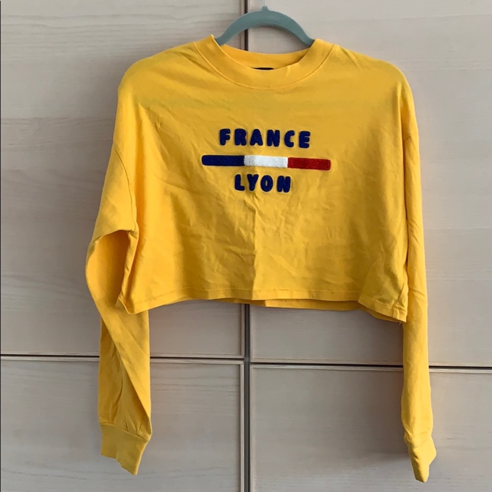 Yellow Cropped long sleeve Tshirts